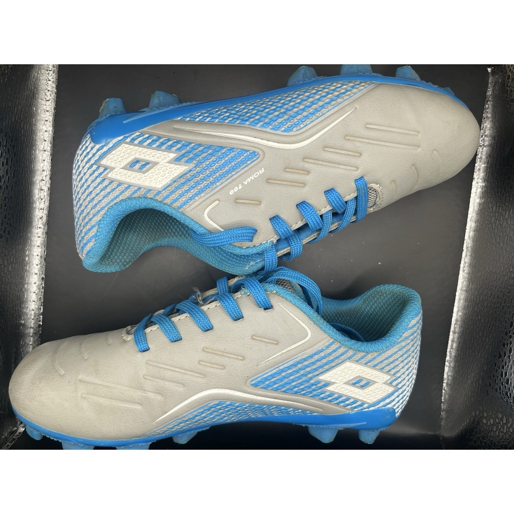 Lotto Roma 700 Youth Soccer Cleats Blue Silver Firm Ground Shoes Size 12K